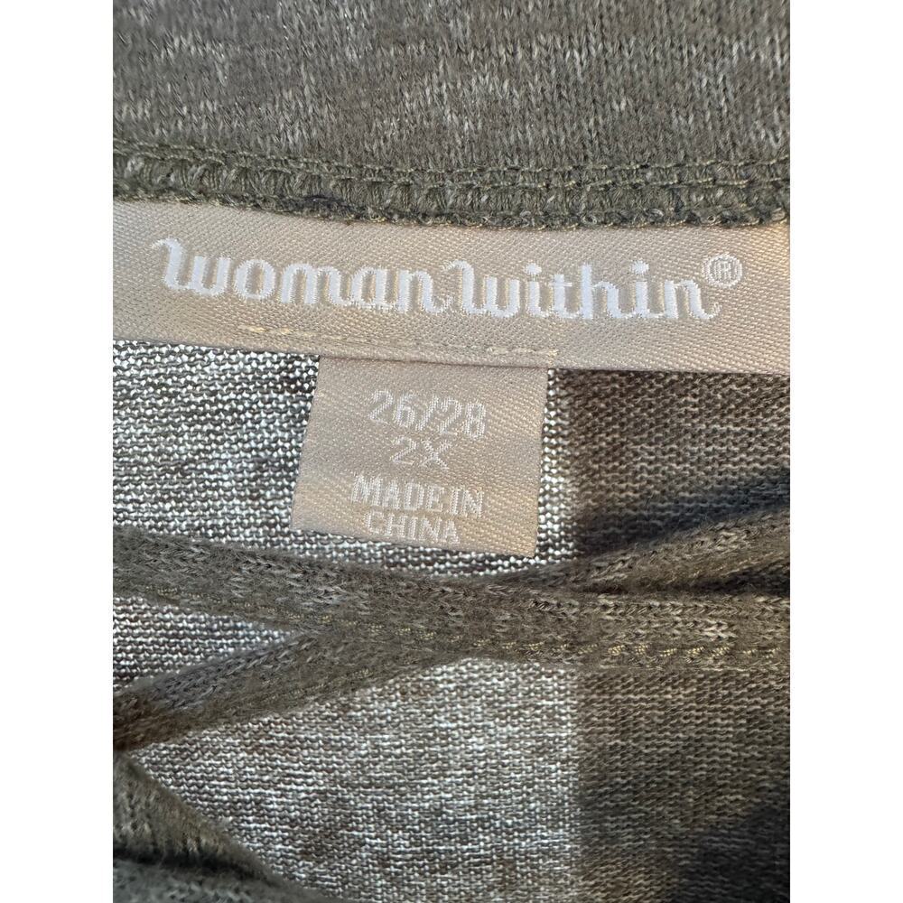 Woman Within 2X (26-28) gray soft tunic with lace up front over chest. - Picture 2 of 10